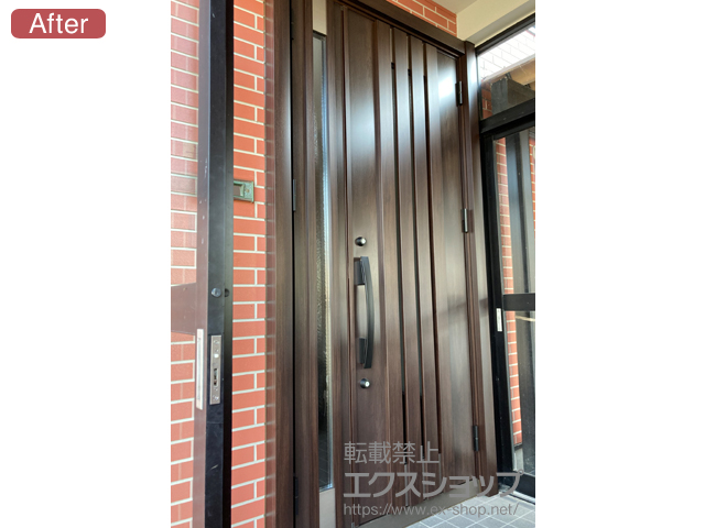 福井県福井市のLIXIL リクシル（トステム）の玄関ドア リシェント玄関ドア3 断熱K4仕様 親子仕様(ランマ無)R M27型 ※手動仕様 施工例