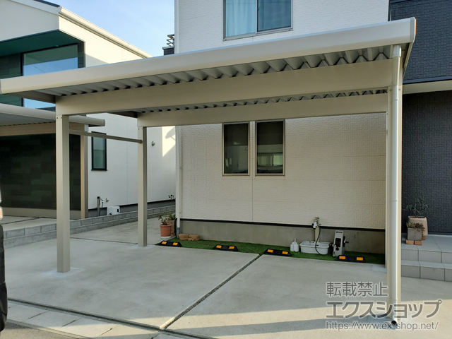 新潟県新潟市ののカーポート ジーポートneo 積雪100cmAタイプ 2台用 角柱4本柱 施工例