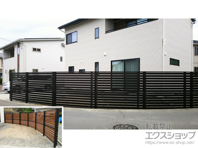 長野県松本市ののフェンス・柵 モクアルフェンス 横板タイプ 2段支柱 自立建て用(パネル2段) 施工例