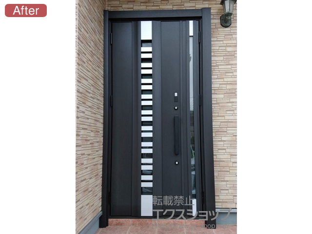 東京都昭島市のLIXIL リクシル（トステム）の玄関ドア リシェント玄関ドア3 断熱K4仕様 親子仕様(ランマ無)L G82型 ※タッチキー仕様(キー付リモコン) 施工例