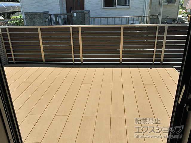 千葉県千葉市ののカーポート、ウッドデッキ、フェンス・柵 モクハイフェンス 自由柱施工 施工例