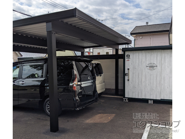 北海道札幌市のLIXIL リクシル（トステム）のカーポート カーポートST 4500 2台用 角6本柱  積雪〜150cm対応 施工例