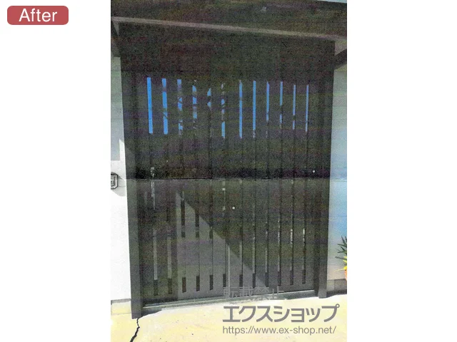 長野県佐久市のLIXIL リクシル(トステム)の玄関ドア リシェント玄関引戸2 PG仕様 2枚建戸 ランマ無 P15型 施工例