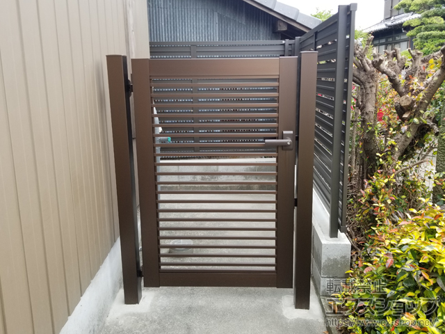 愛知県稲沢市のの門扉 プレシオス門扉 横格子 片開き 施工例