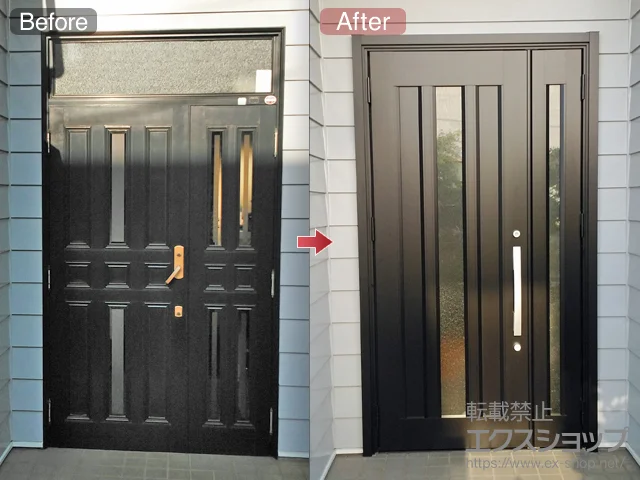 埼玉県さいたま市のLIXIL リクシル(トステム)の玄関ドア リシェント玄関ドア3 アルミ仕様 親子仕様(ランマ無)L C12N型 ※手動仕様 施工例