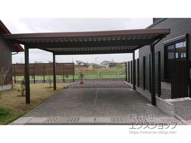 鹿児島県鹿児島市ののカーポート レオンポートneo 2台用 角柱 積雪〜50cm対応 施工例