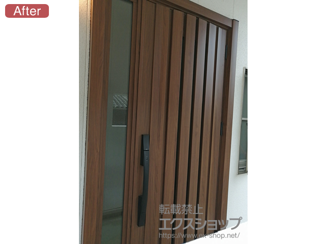 愛知県知多郡美浜町のLIXIL リクシル（トステム）の玄関ドア リシェント玄関ドア3 断熱K4仕様 片袖仕様(ランマ無)R G14型 ※タッチキー仕様(リモコンタイプ) 施工例