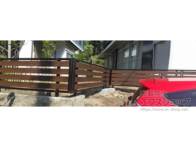 滋賀県大津市ののフェンス・柵 モクアルフェンス 横板タイプ 自由柱施工 施工例