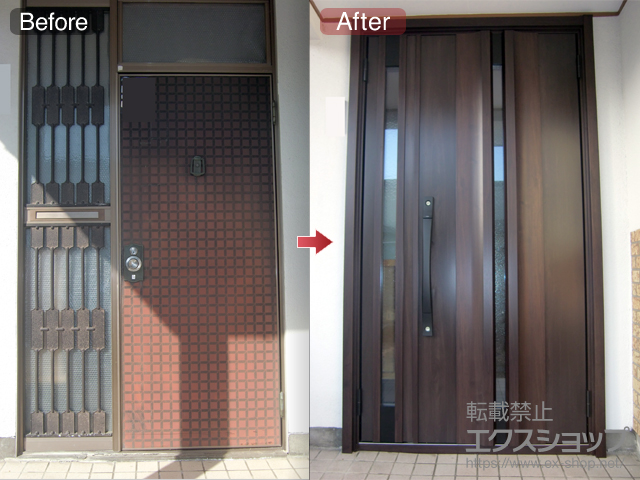 岩手県紫波郡紫波町のLIXIL リクシル（トステム）の玄関ドア リシェント玄関ドア3 断熱K2仕様 親子仕様(ランマ無)R G13型 ※手動仕様 施工例