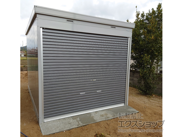 鳥取県倉吉市のの物置・屋外倉庫 バイク保管庫 一般型 土間タイプ 2630×3470×2375 ハイルーフ FXN-2634H 施工例