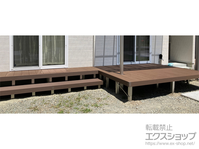 長野県中野市ののウッドデッキ リウッドデッキ200＋独立式リウッドステップ2型 施工例