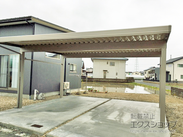 福井県越前市のLIXIL リクシル（トステム）のカーポート カーポートST 3000 2台用 角4本柱 積雪〜100cm対応 施工例