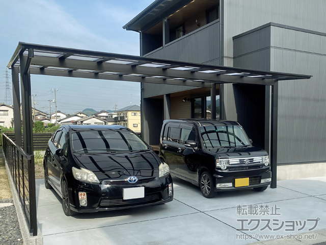 山口県柳井市ののカーポート ネスカF (フラットスタイル) ワイド 積雪〜20cm対応 施工例