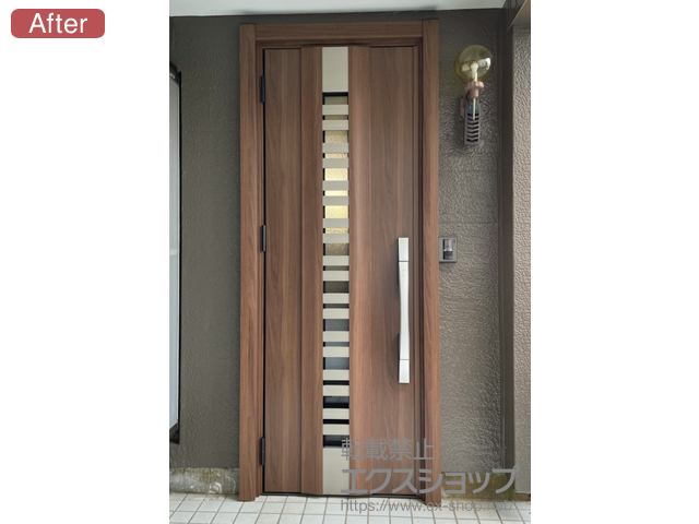 静岡県静岡市のLIXIL リクシル（トステム）の玄関ドア リシェント玄関ドア3 断熱K4仕様 片開き仕様(ランマ無)L G82型 ※タッチキー仕様(キー付リモコン) 施工例