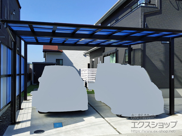大分県由布市ののカーポート ネスカF (フラットスタイル) ワイド 積雪〜20cm対応 施工例