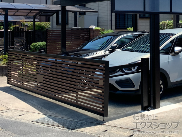 佐賀県唐津市ののカーゲート ワイドオーバードア S3型 マテリアルカラー 手動式 施工例