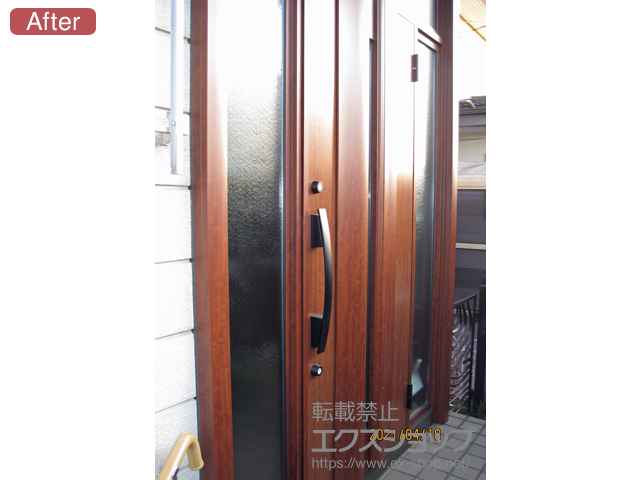 千葉県市原市のLIXIL リクシル（トステム）の玄関ドア リシェント玄関ドア3 断熱K4仕様 両袖仕様(ランマ付)R G12型 ※手動仕様 施工例