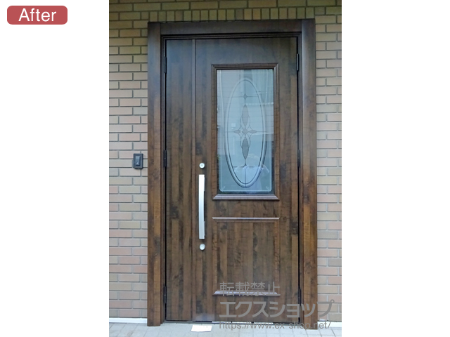 東京都北区のLIXIL リクシル（トステム）の玄関ドア リシェント玄関ドア3 断熱K4仕様 親子仕様(ランマ無)R C15型 ※手動仕様 施工例