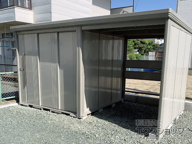 山梨県中央市のの物置・屋外倉庫 Mr.ストックマン プラスアルファ 一般型 4047×2290×2110（物置幅2,200mm） TP-40R22-W 施工例