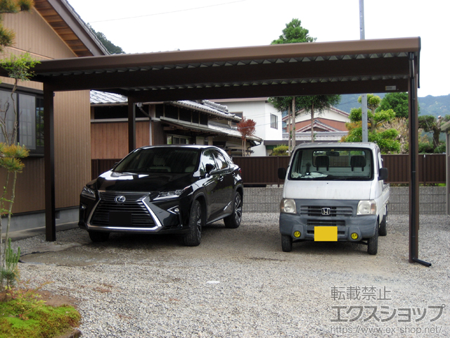 三重県松阪市ののカーポート レオンポートneo 2台用 角柱4本柱 積雪〜50cm対応 施工例