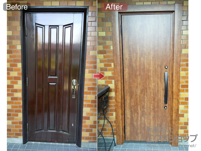 東京都八王子市のLIXIL リクシル（トステム）の玄関ドア リシェント玄関ドア3 断熱K4仕様 片開き仕様(ランマ無)L M17型 ※手動仕様 施工例