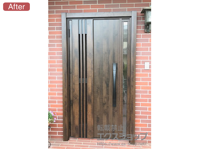 奈良県奈良市のLIXIL リクシル（トステム）の玄関ドア リシェント玄関ドア3 断熱K4仕様 片袖仕様(ランマ無)L M83型 ※タッチキー仕様(リモコンタイプ) 施工例