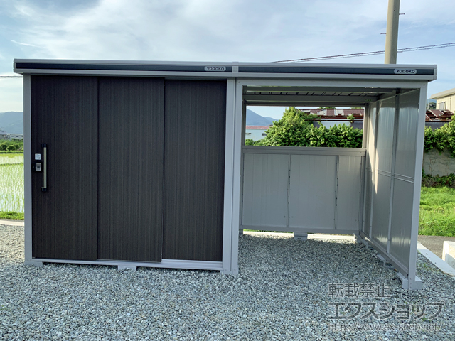 和歌山県有田郡有田川町のの物置・屋外倉庫 エルモコンビ 一般型 4078×1863×2111（LMD-2218+LKD-1818） LMD-2218+LKD1818-DW 施工例