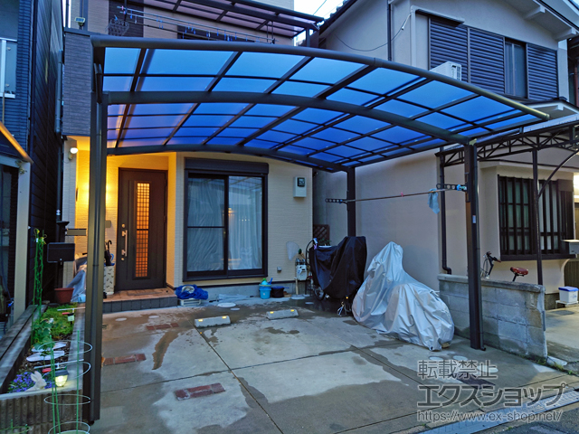 京都府京都市ののカーポート ネスカR (ラウンドスタイル) ワイド 積雪〜20cm対応 台風補償付 施工例