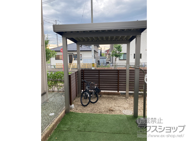 宮城県名取市ののサイクルポート・駐輪場 カーポートST 小屋根タイプ 角柱4本柱 積雪〜100cm対応 施工例