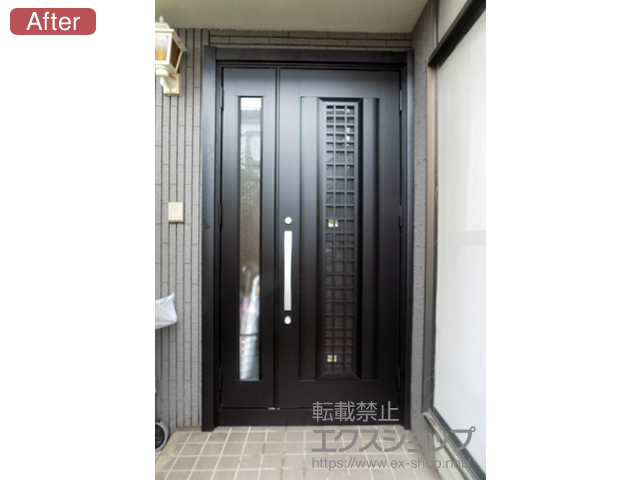 千葉県野田市のLIXIL リクシル（トステム）の玄関ドア リシェント玄関ドア3 アルミ仕様 親子仕様(ランマ無)R C84N型 ※手動仕様 施工例