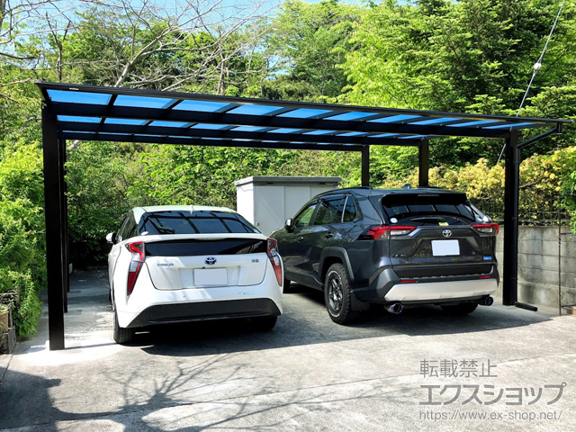 静岡県裾野市ののカーポート スカイリード 両側支持 ワイド2台用 積雪30cm対応 施工例