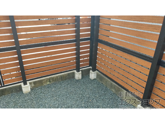 愛知県名古屋市ののフェンス・柵 モクアルフェンス 横板タイプ 2段支柱 自立建て用（パネル2段） 施工例