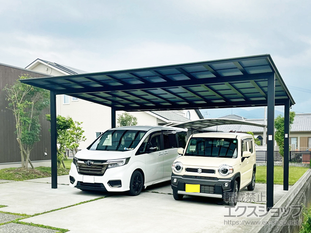 大分県豊後大野市ののカーポート ネスカF (フラットスタイル) ワイド 積雪〜20cm対応 施工例