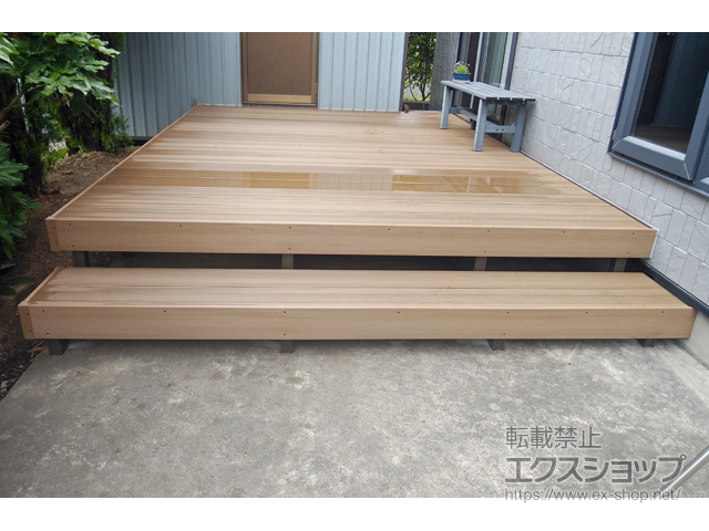 岩手県花巻市ののウッドデッキ 樹ら楽ステージ 木彫 施工例