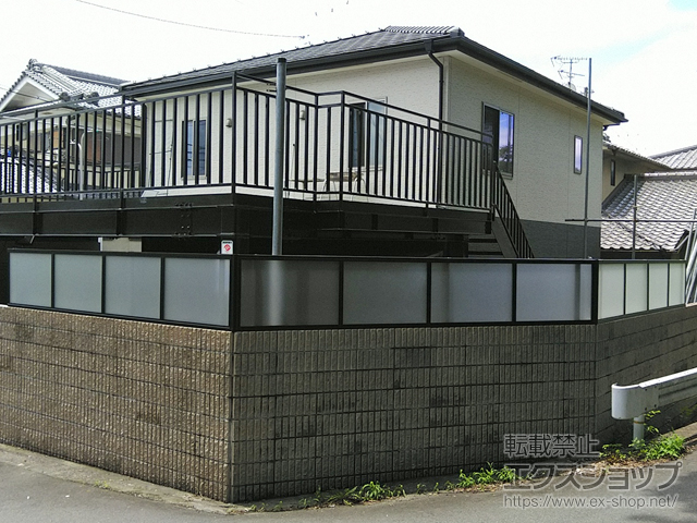 京都府綴喜郡井手町ののフェンス・柵 シンプレオフェンスP1F型 目隠しポリカパネル 自由柱施工 施工例