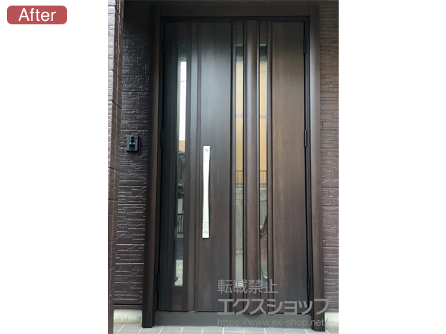 山口県下関市のLIXIL リクシル（トステム）の玄関ドア リシェント玄関ドア3 断熱K4仕様 親子仕様(ランマ無)R G15型 ※手動仕様 施工例