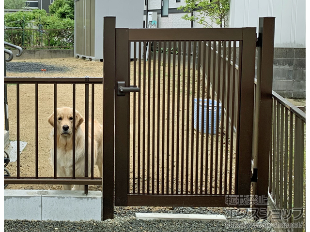愛知県知立市のの門扉 シンプレオ門扉2型 縦格子 片開き 門柱仕様 施工例