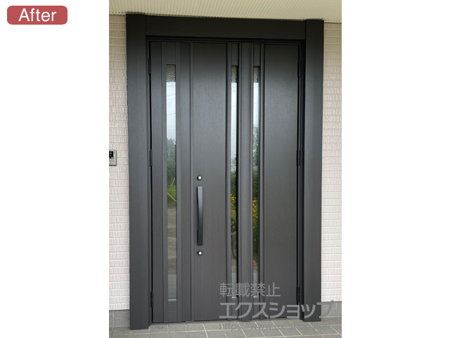 埼玉県比企郡吉見町のLIXIL リクシル（トステム）の玄関ドア リシェント玄関ドア3 断熱K4仕様 親子仕様(ランマ無)R G15型 ※手動仕様 施工例