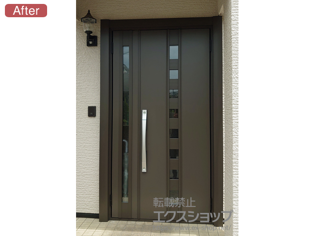 東京都青梅市のLIXIL リクシル（トステム）の玄関ドア リシェント玄関ドア3 断熱K4仕様 親子仕様(ランマ無)R M28型 ※手動仕様 施工例