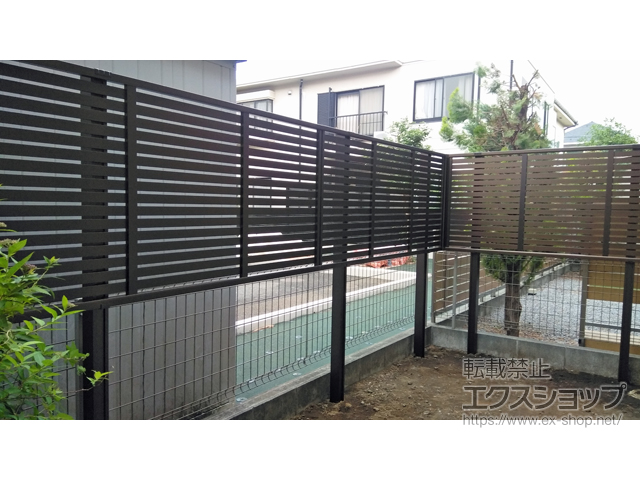 東京都三鷹市ののフェンス・柵 シンプレオフェンス3型 横太格子 2段支柱 自立建て用（パネル1段） 施工例