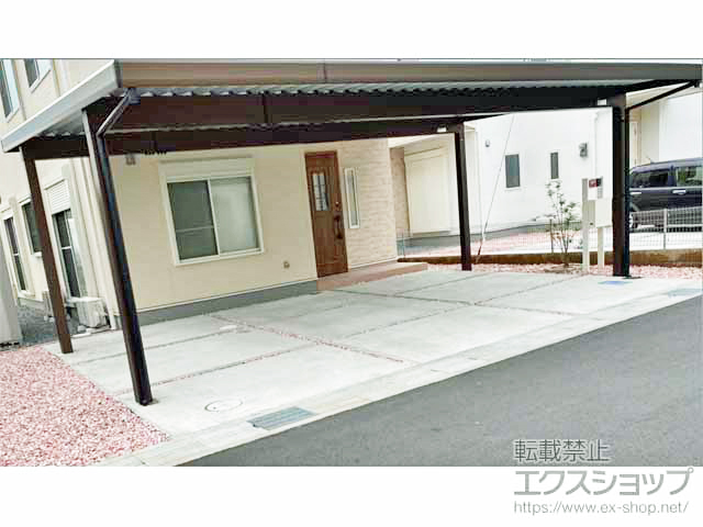 京都府福知山市ののカーポート レオンポートneo 3台用 角柱4本柱 積雪〜50cm対応 施工例