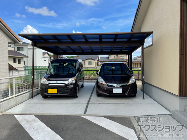 熊本県合志市ののカーポート エフルージュツインEX FIRST 後方支持タイプ 積雪〜20cm対応 施工例