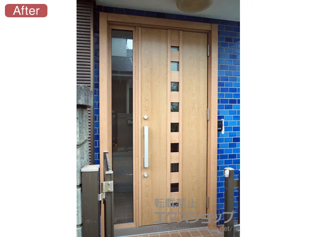 千葉県船橋市のLIXIL リクシル（トステム）の玄関ドア リシェント玄関ドア3 断熱K4仕様 片袖仕様(ランマ無)R M28型 ※手動仕様 施工例