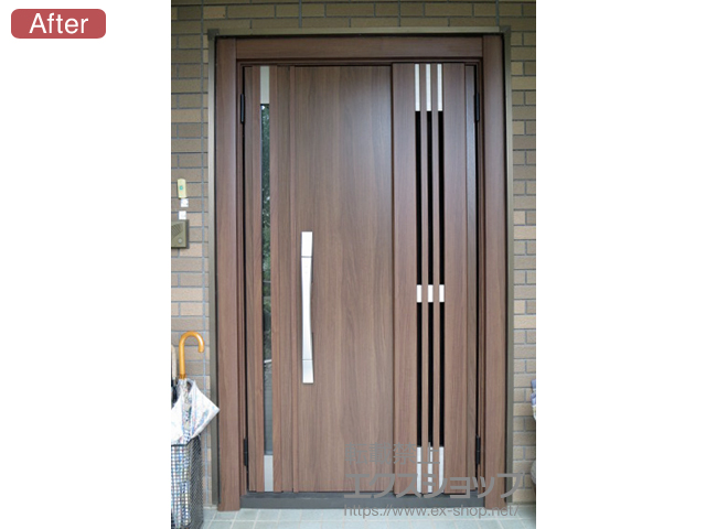 群馬県前橋市のLIXIL リクシル（トステム）の玄関ドア リシェント玄関ドア3 断熱K4仕様 親子仕様(ランマ無)R M83型 ※タッチキー仕様(キー付リモコン) 施工例