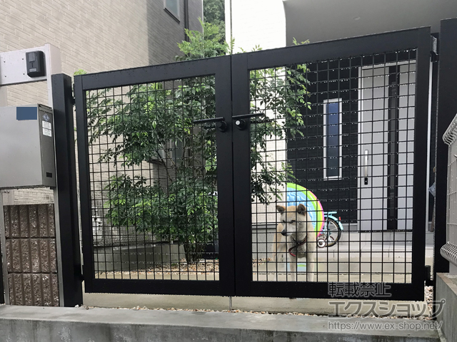 滋賀県大津市のの門扉 アルメッシュ門扉 両開き 柱使用 施工例
