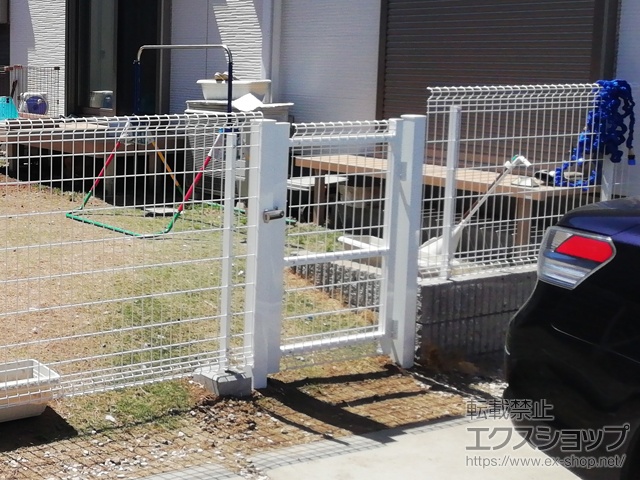 茨城県つくば市のの門扉 ユメッシュHR型門扉 片開き アルミ角型門柱 施工例