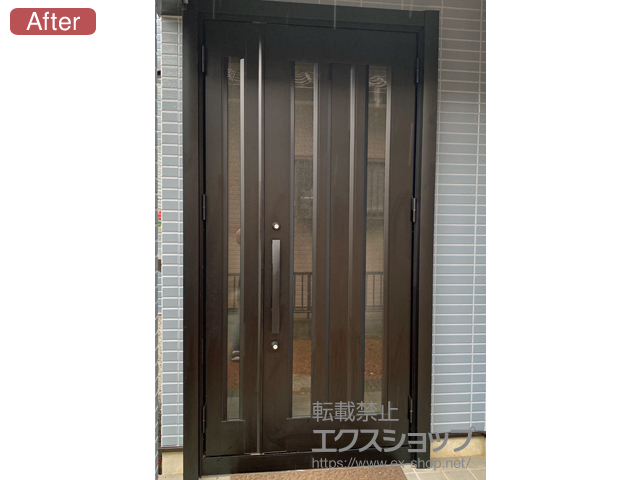 千葉県銚子市のLIXIL リクシル（トステム）の玄関ドア リシェント玄関ドア3 アルミ仕様 親子仕様(ランマ無)R C16N型 ※手動仕様 施工例