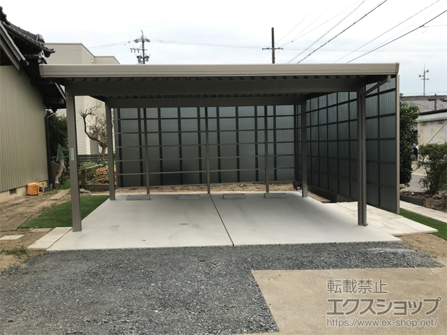愛知県愛西市ののカーポート カーポートSW 1500 2台用 角柱4本柱 積雪〜50cm対応 施工例