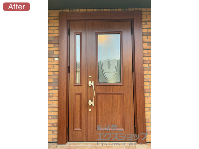 埼玉県富士見市のLIXIL リクシル（トステム）の玄関ドア リシェント玄関ドア3 断熱K4仕様 親子仕様(ランマ無)R C15型 ※手動仕様 幅=1,310mm 施工例