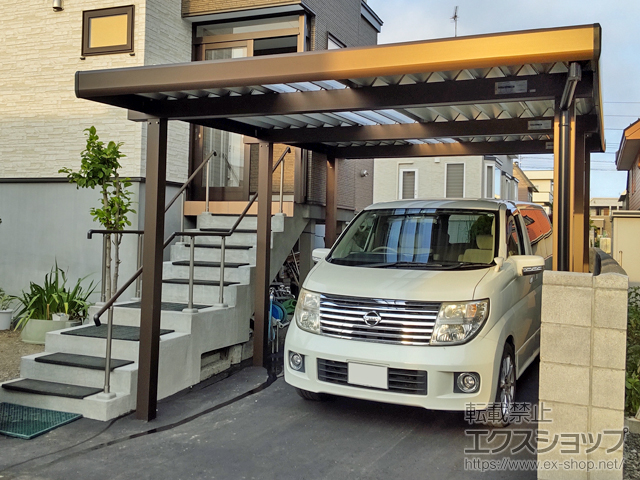 北海道札幌市ののカーポート ジーポートneo Aタイプ 角柱6本柱 積雪〜150cm対応 施工例